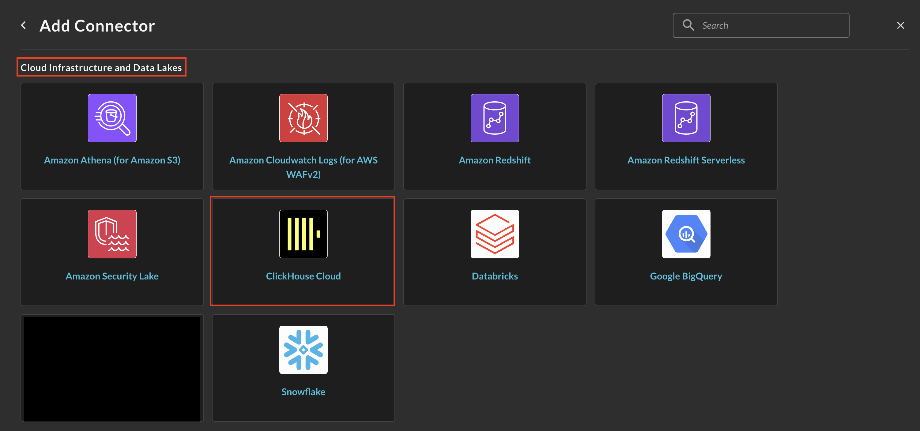 FIG. 4 - Locating the ClickHouse Cloud Connector