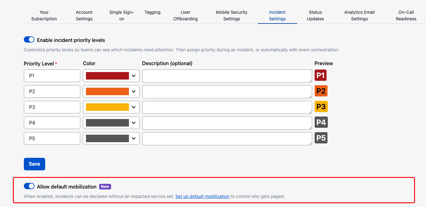 UI showing allow default mobilization toggle