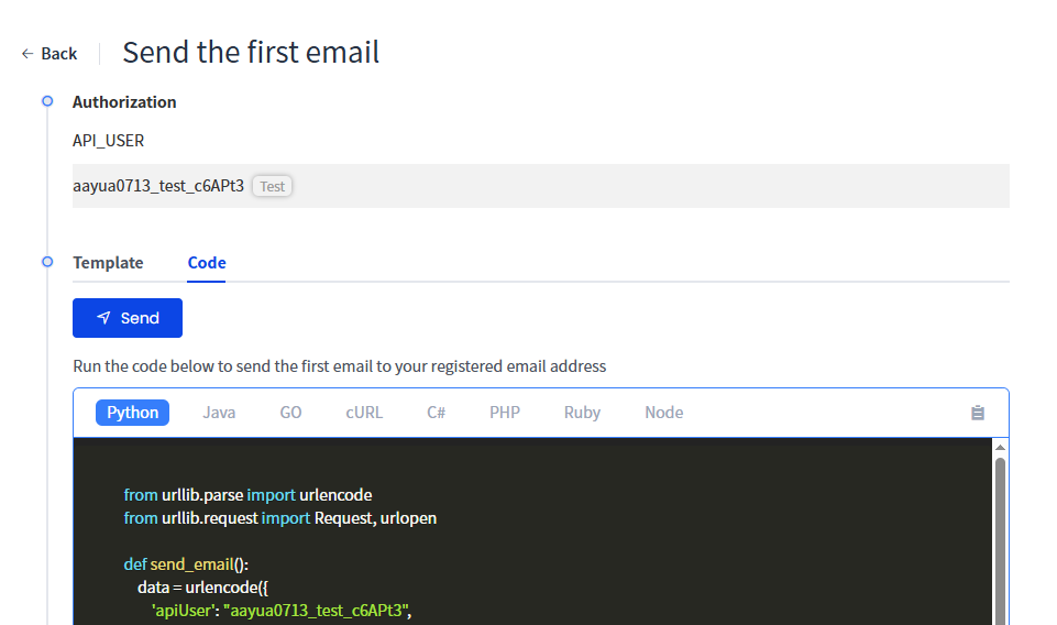 Send the first email