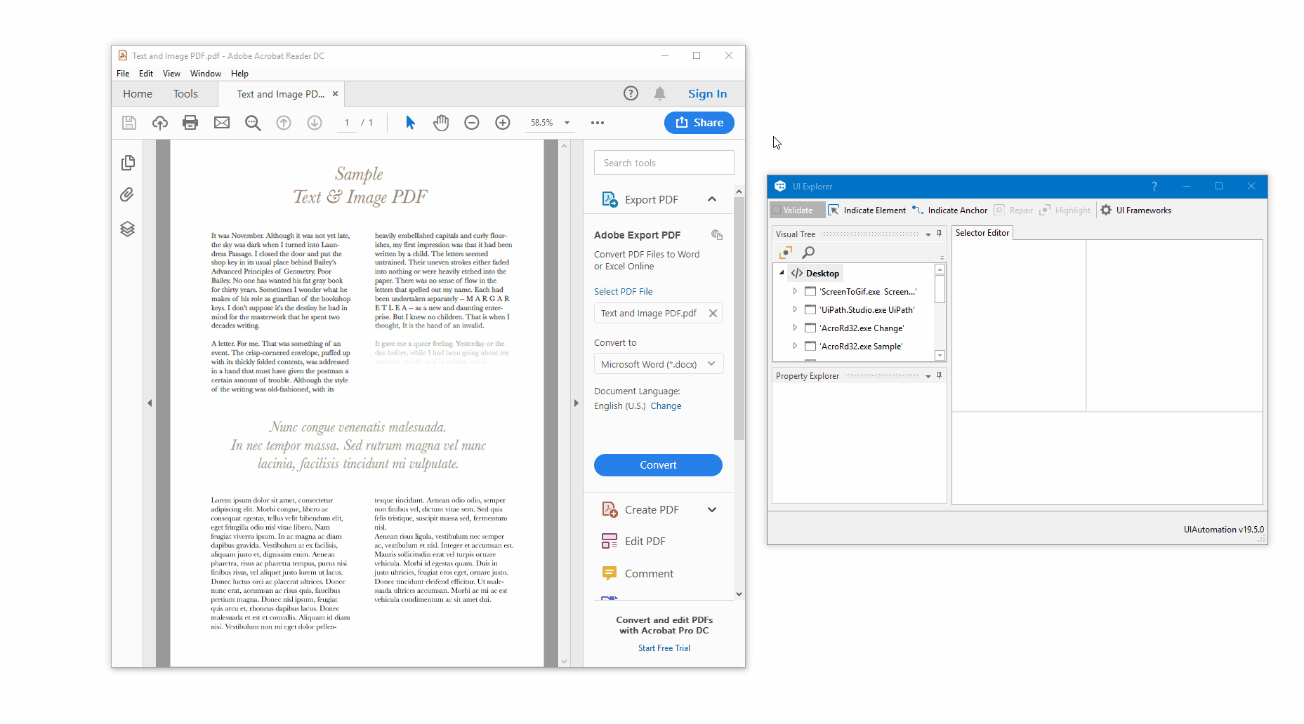 Erkennen von UI Elementen in PDF mit Zugriffsoptionen.