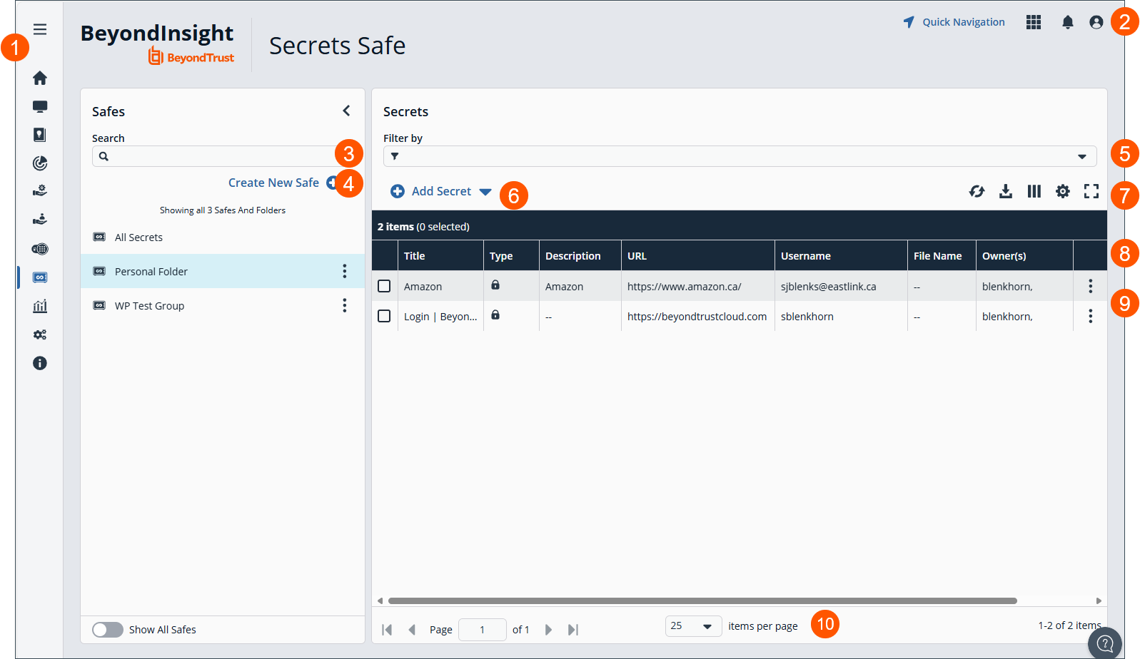 Secrets Safe for Cloud Home Page