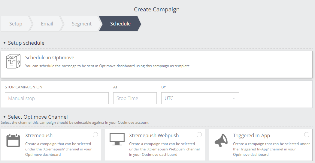 56c36b4-optimove.png Schedule tab for Optimove campaigns.