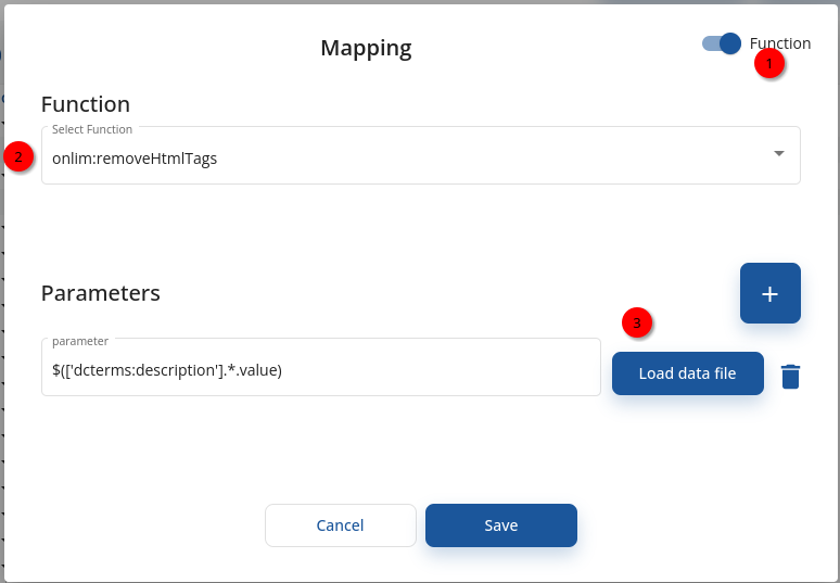 **Figure 6**: Function mapping UI.