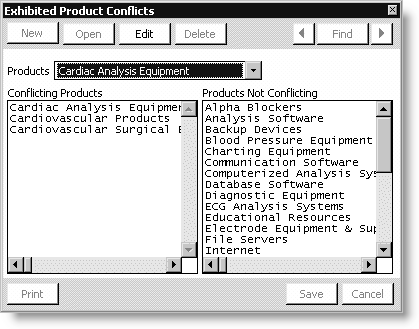 From Exposition, select Set up tables > Product master list, and click Conflict List