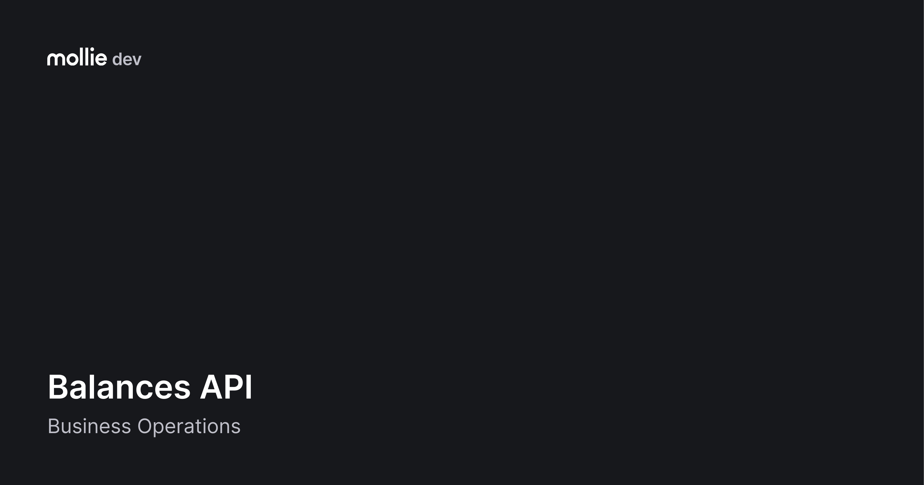 Balances API | Mollie Documentation