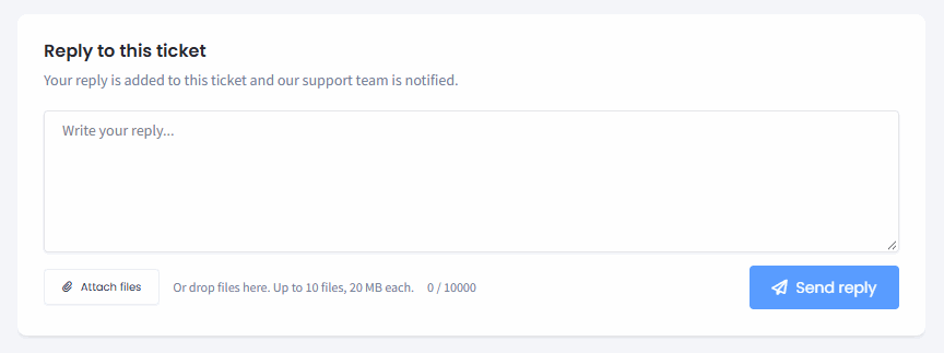 Screenshot of the Reply to this ticket section