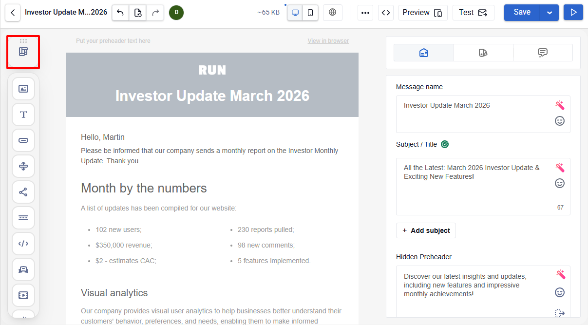 Structures & Modules panel