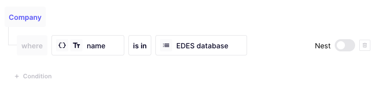 Check name is in EDES database