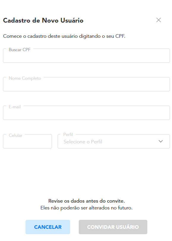 Cadastro de novo usuário