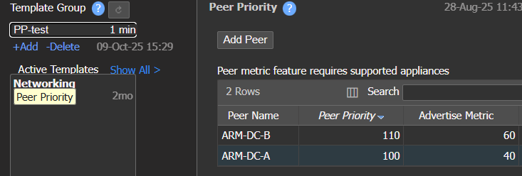 Peer Priority template example