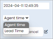 Screenshot of selecting agent time