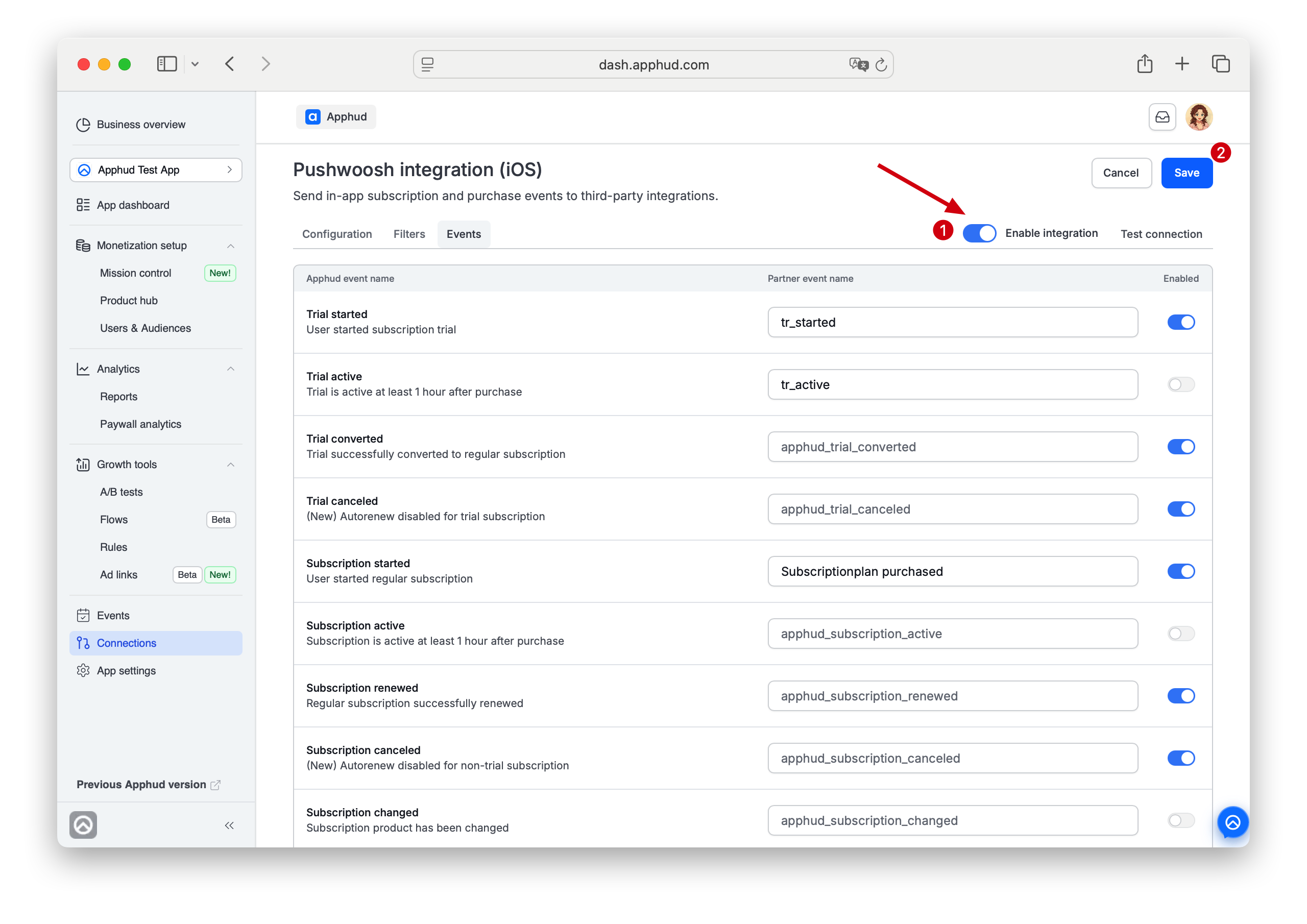 Apphud - Pushwoosh connection enabling