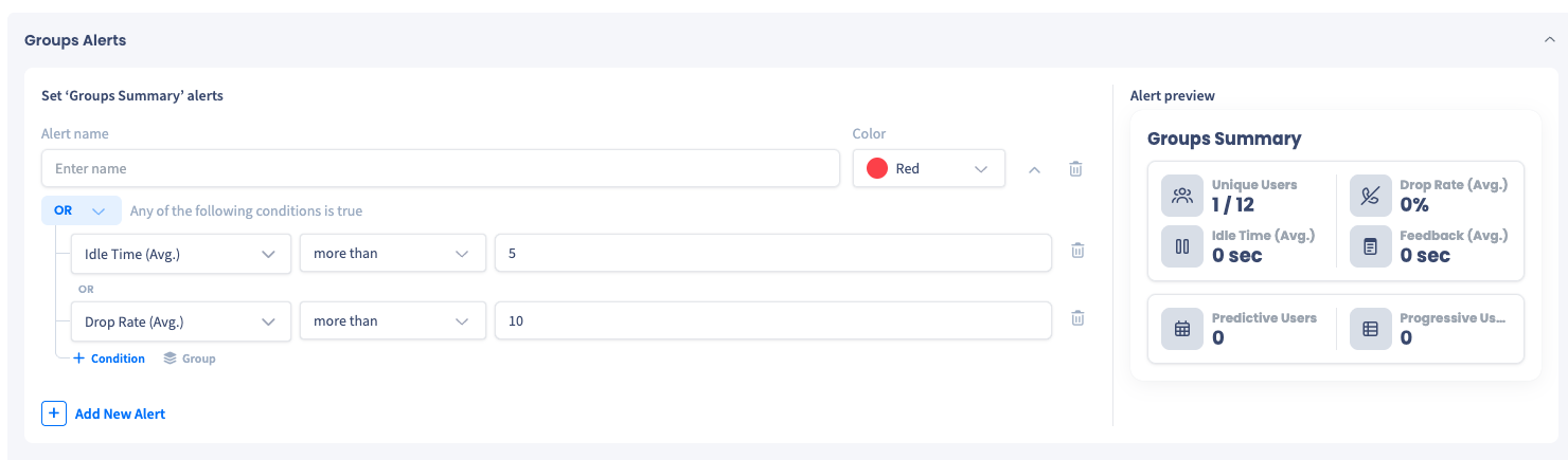 Screenshot of the OR condition builder