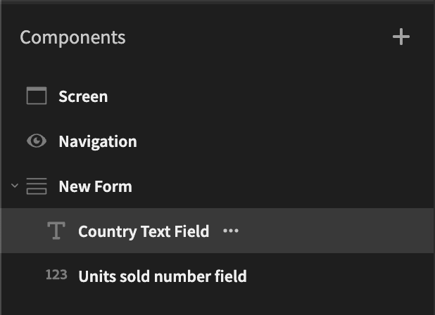 Example form component tree