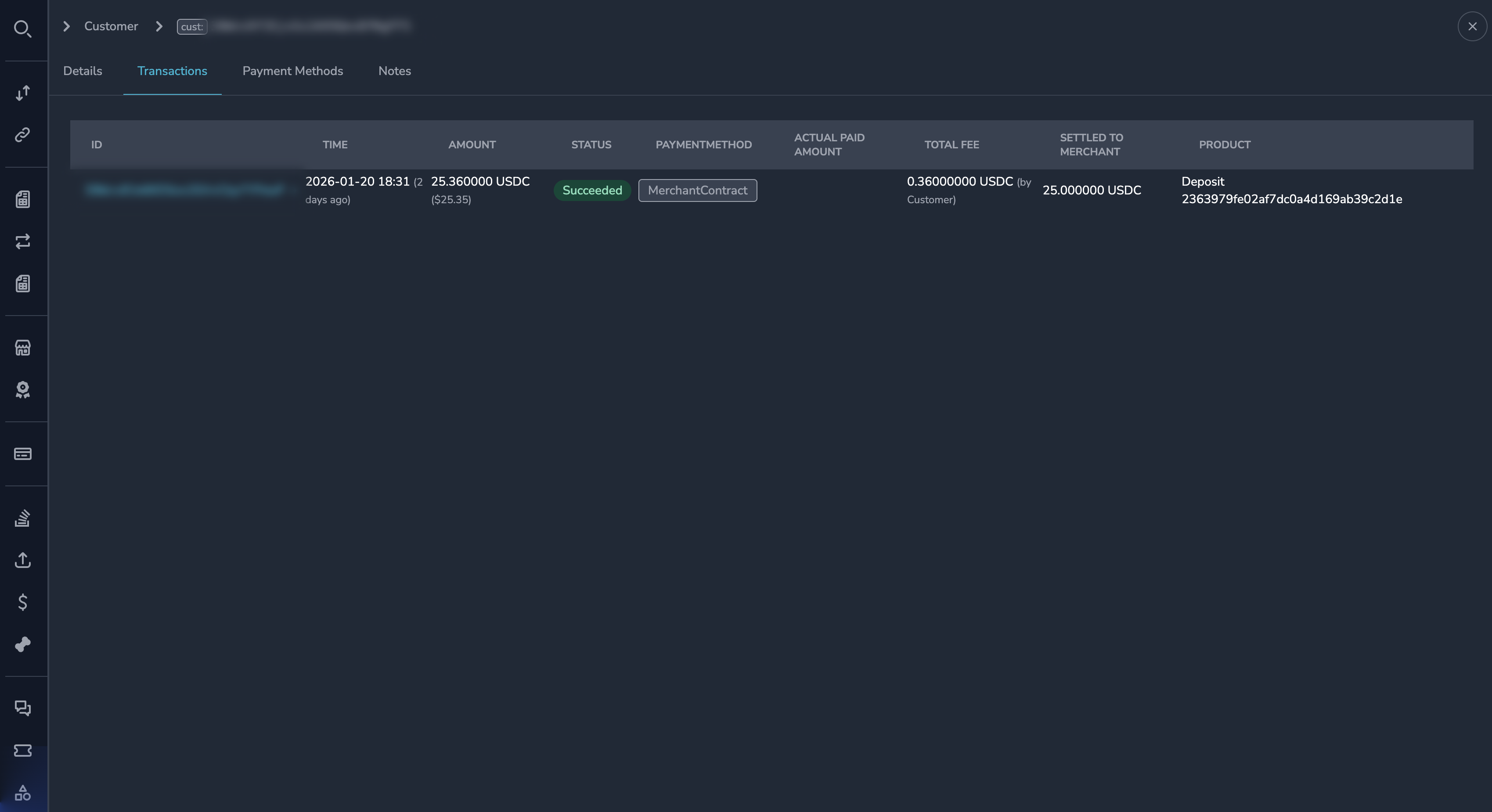 Transaction history