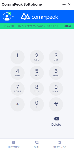 Screenshot of the keypad on an active call