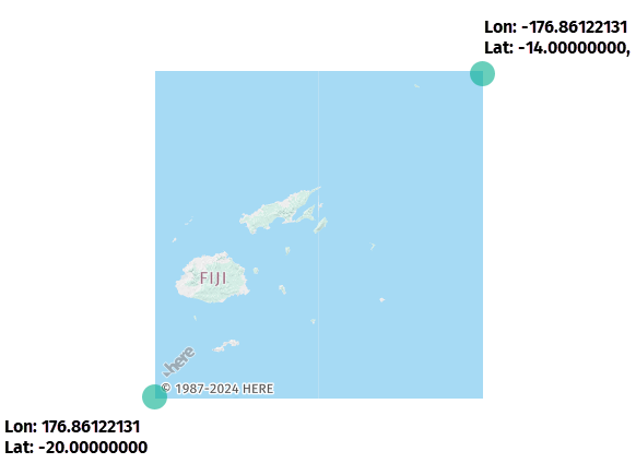 Viewport coordinates for an image whose bounding box crosses the anti-meridian