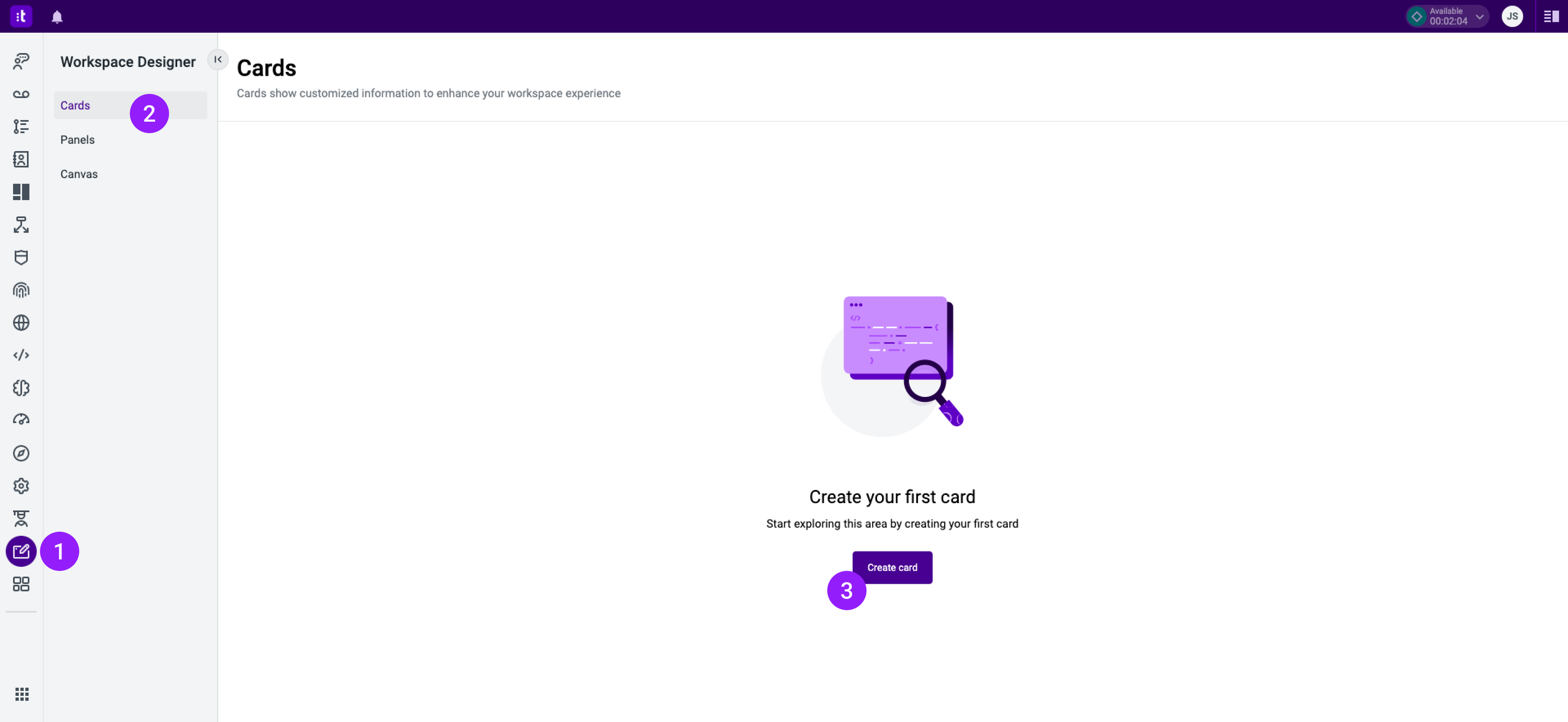 Figure 1 - Create card button in Workspace Designer