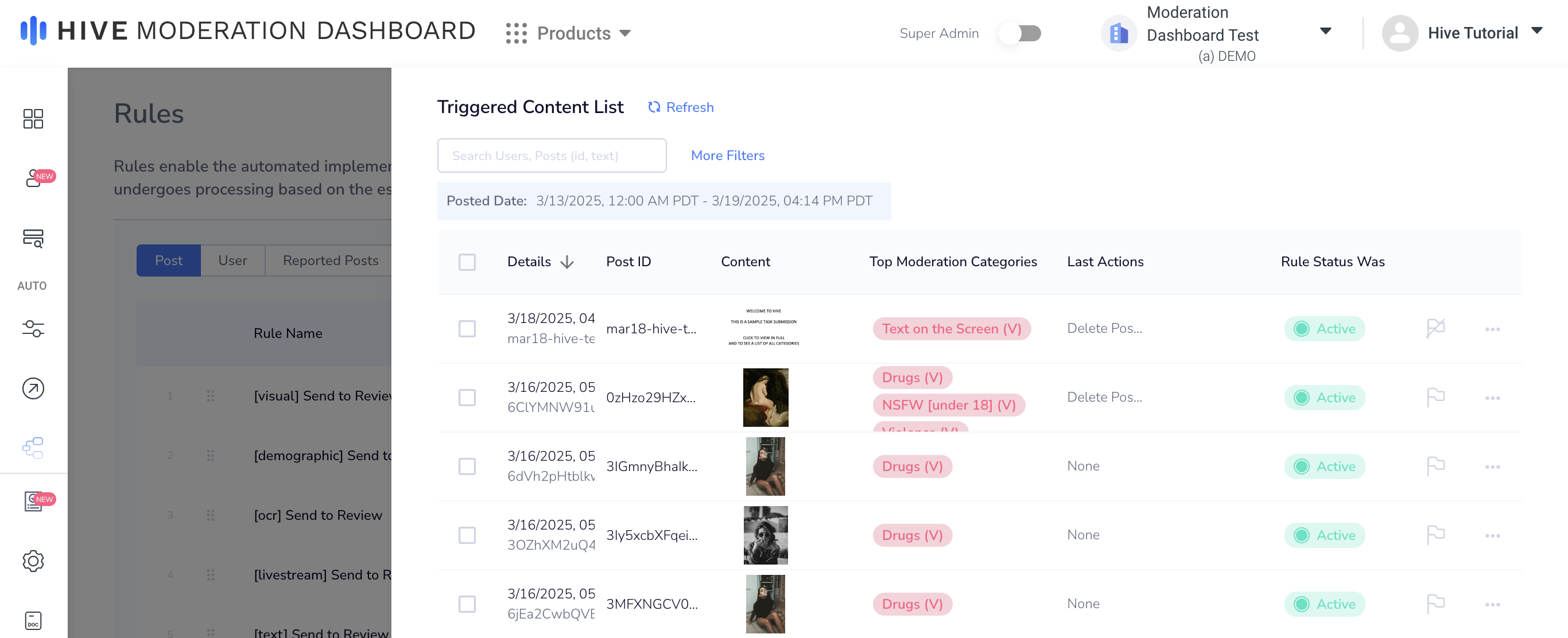 Triggered Content List