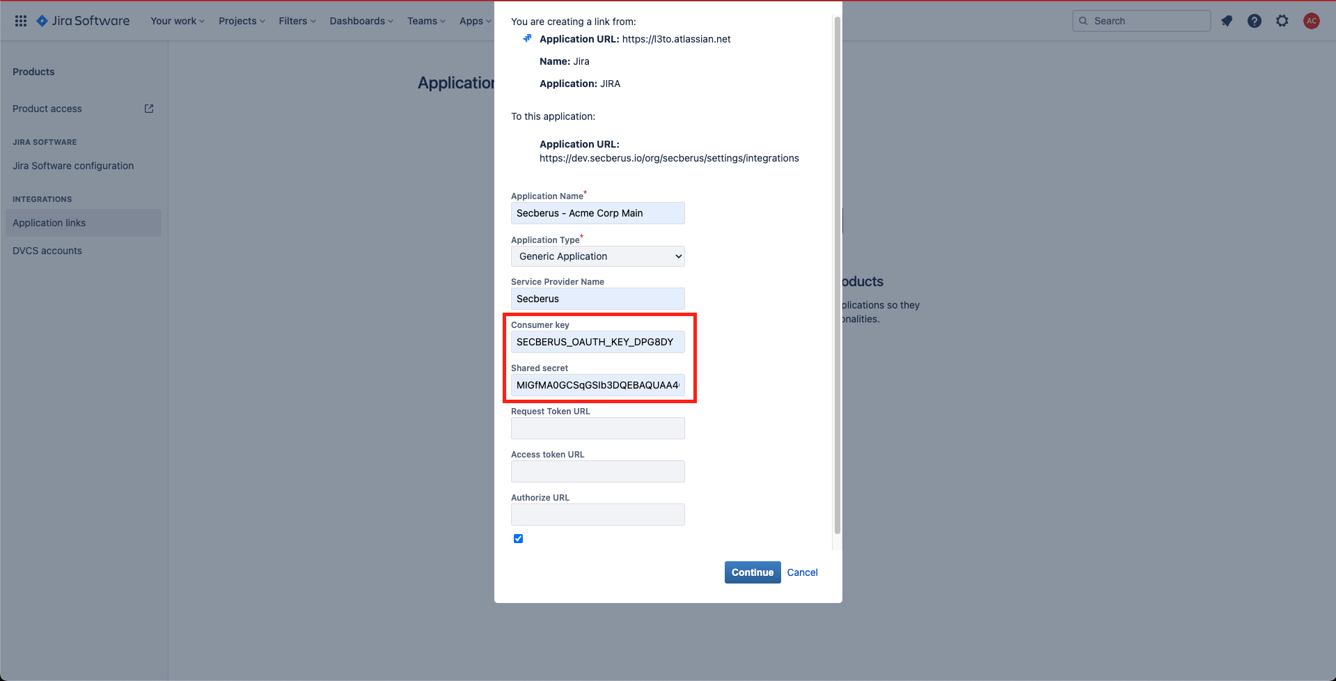 Paste the 'Public Key' without headers. Paste the consumer key.