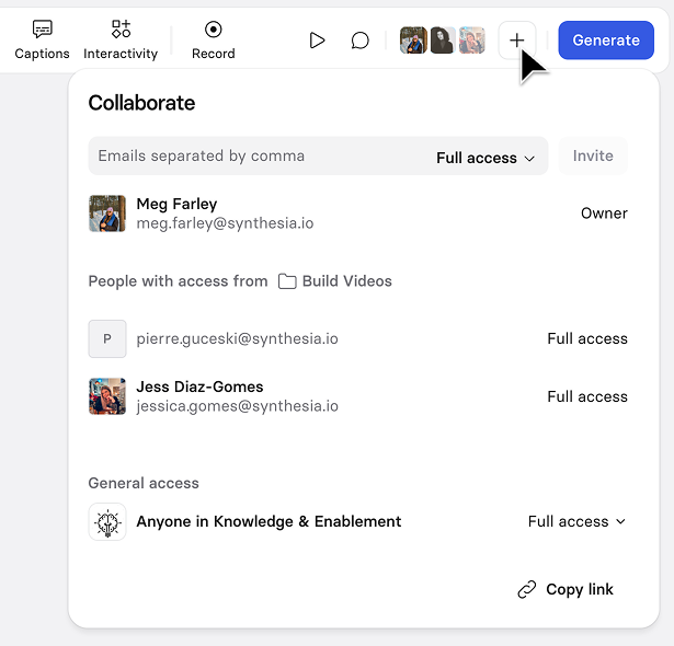 Video Share options