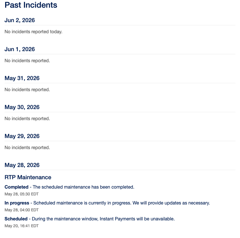 Incident history page with incidents and uptime tabs
