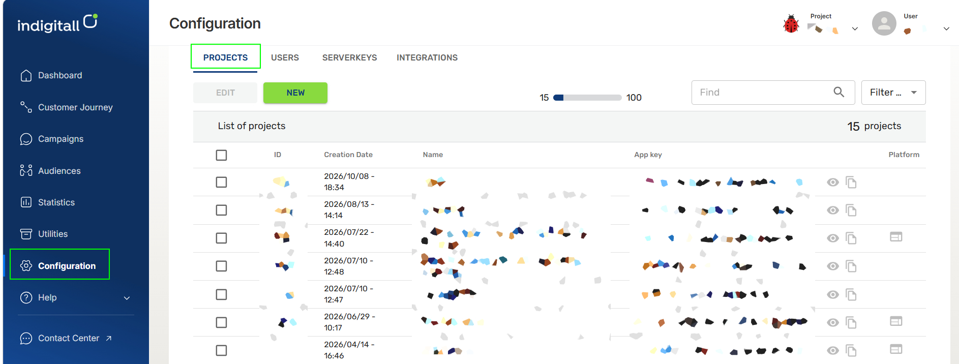 new configuration menu