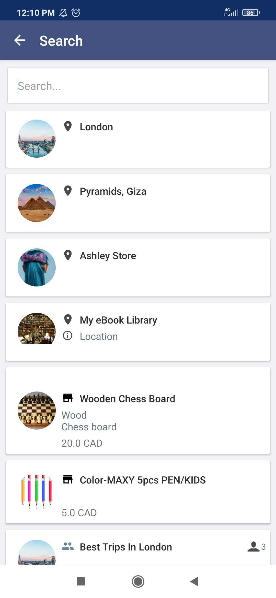 android map search