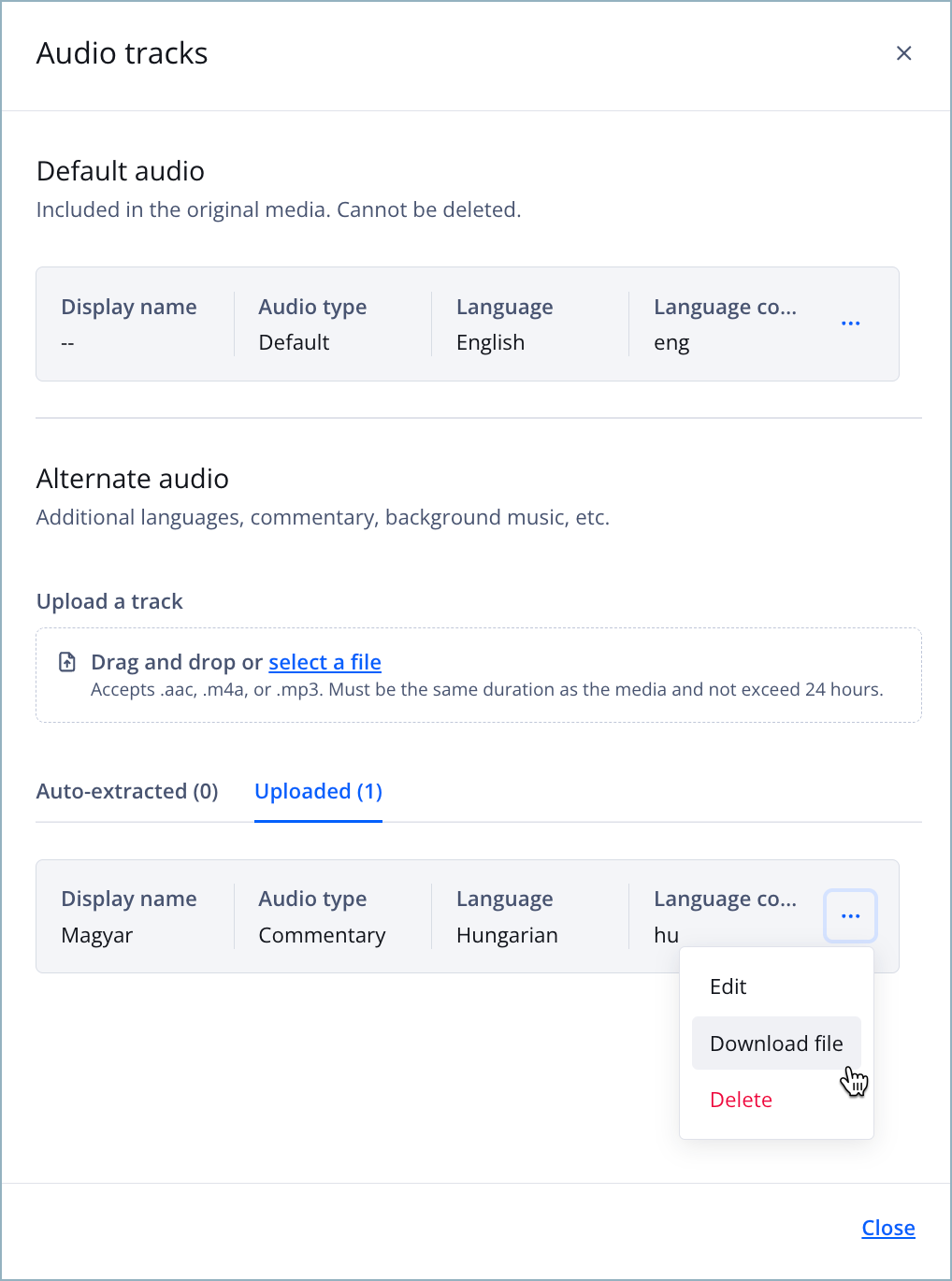 Downloading an audio track