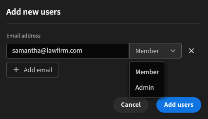 Admin users can add new users