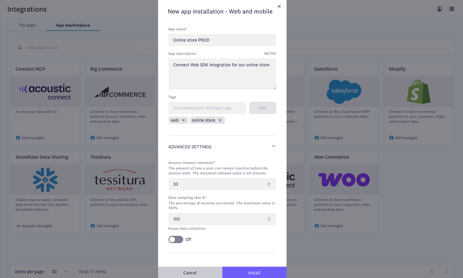 New app in Connect - Web and Mobile