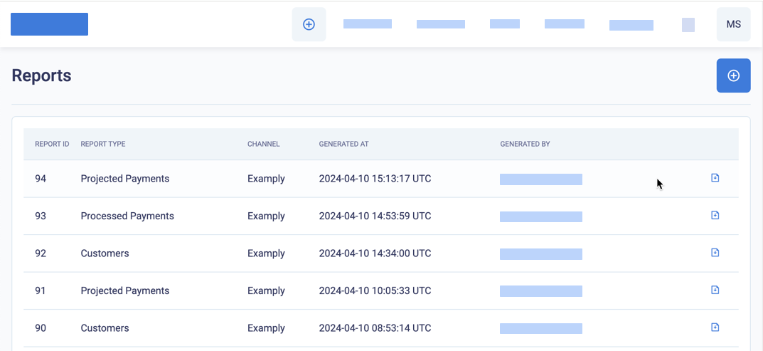 You can download generated reports from the reports list