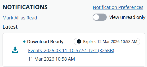 Notifications with download ready messaging