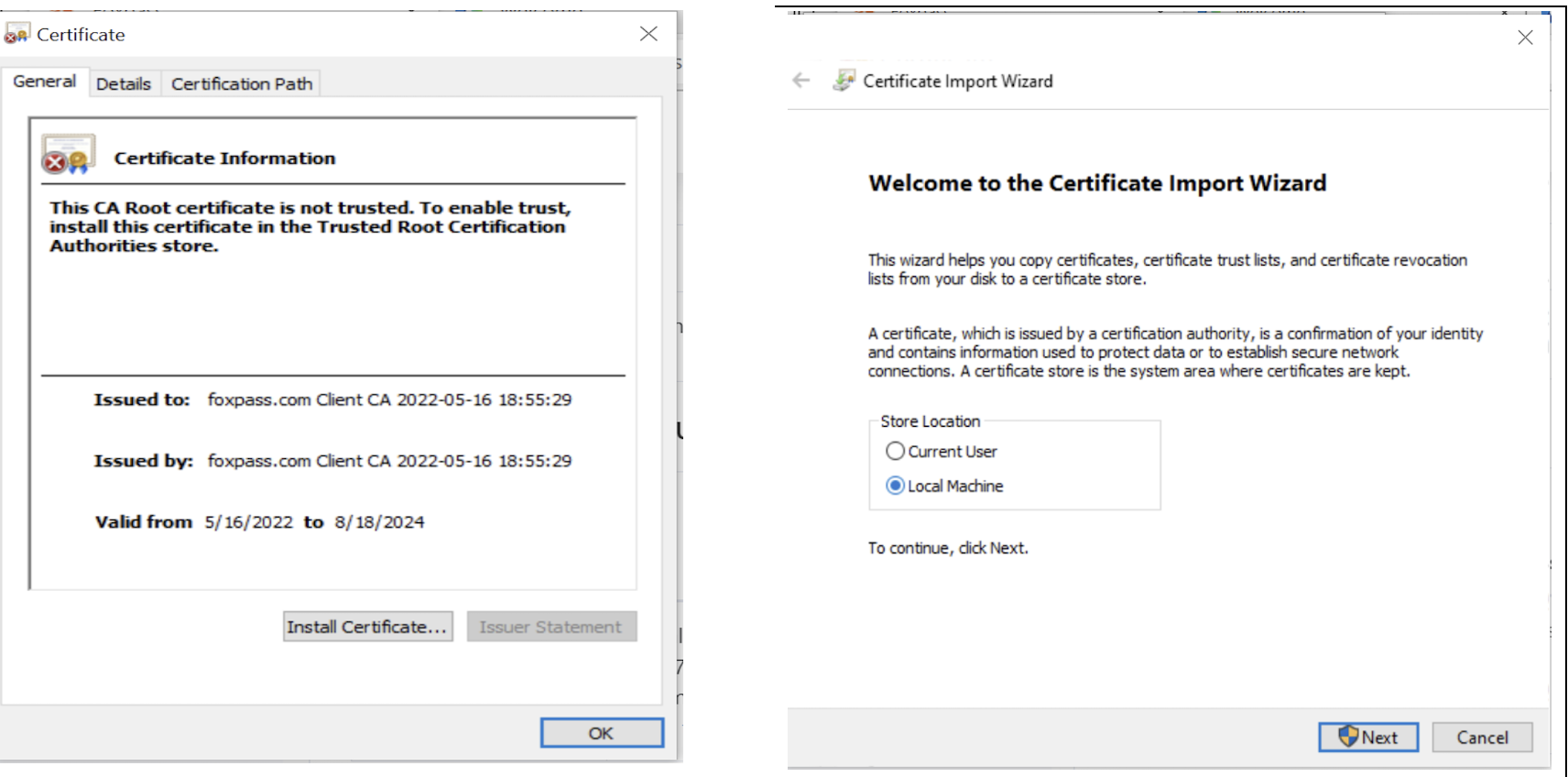 Install Certificate