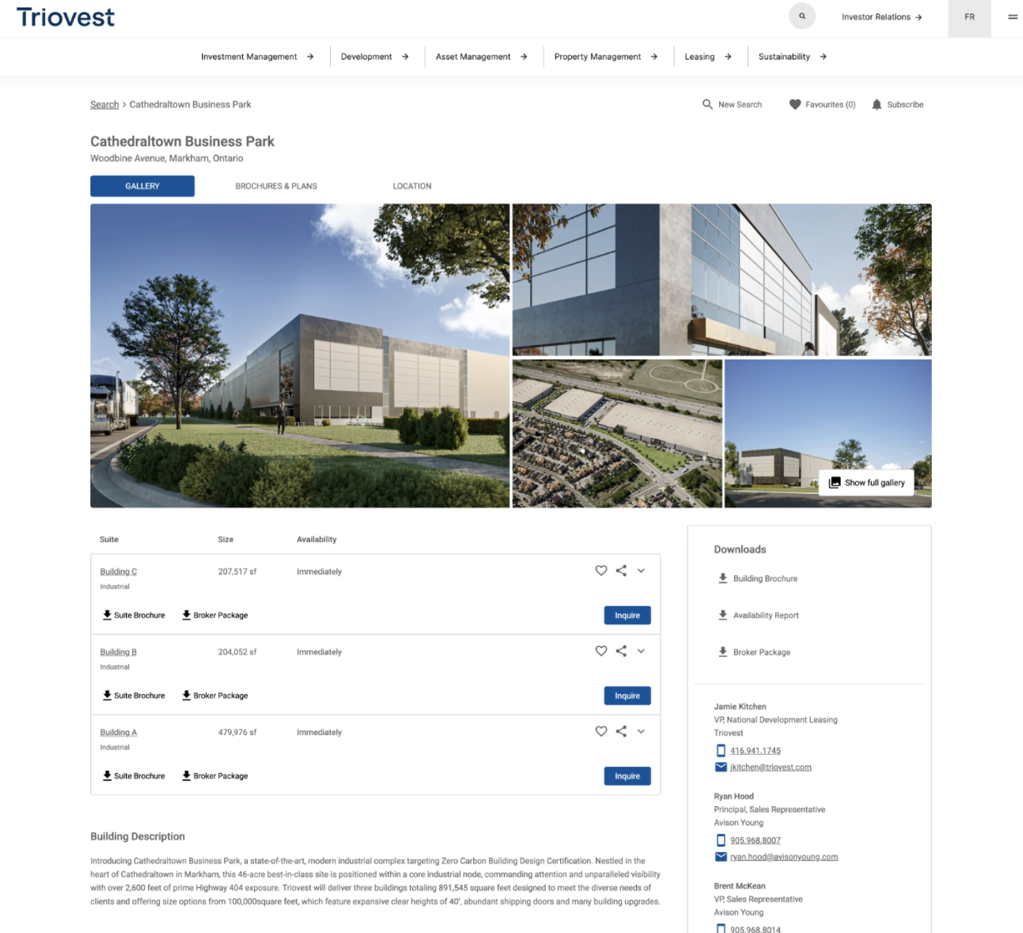 example building details page