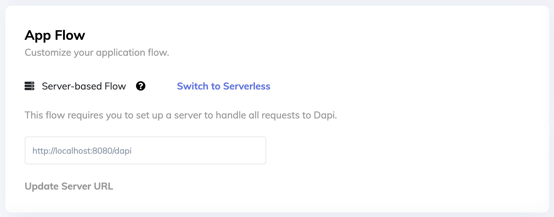 After adding App Server URL on Dapi Dashboard