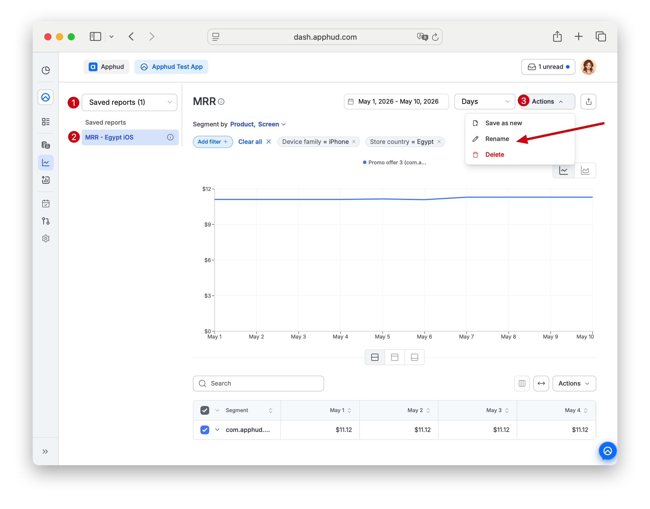 Apphud - Rename saved report