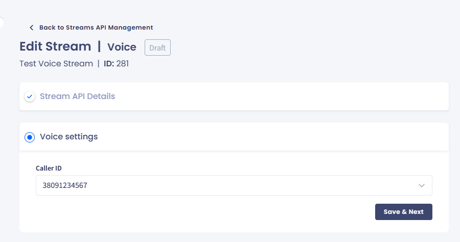 Screenshot of the Voice settings section