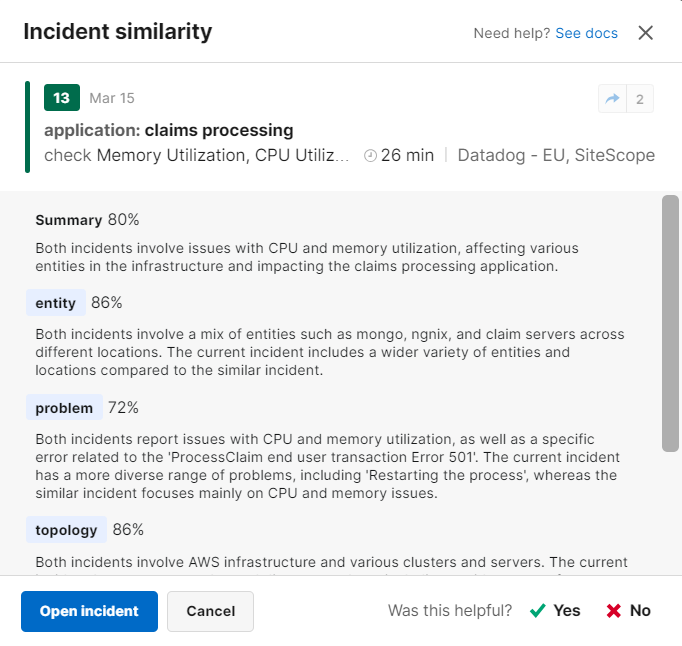 Incident Similarity Window