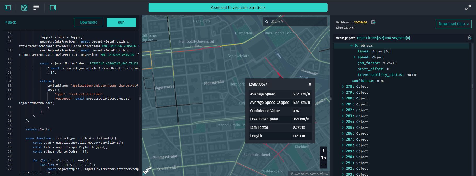 Traffic flow data visualization with the rendering plugin