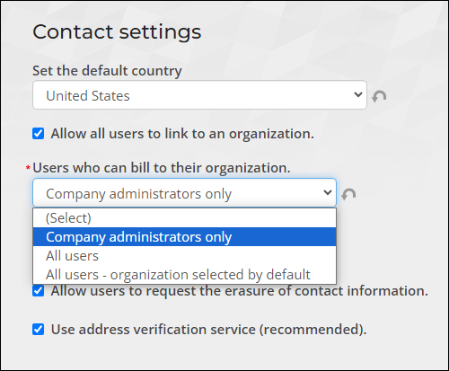 Enabling Users who can bill to their organization