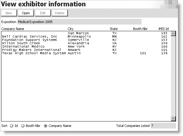 From Exposition, select View exhibitor information