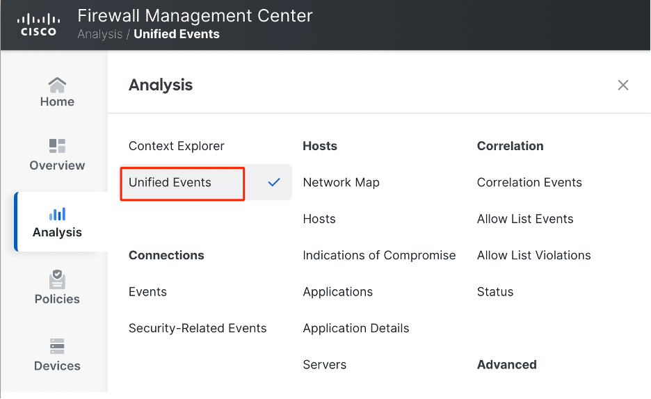 Navigate to Unified Events