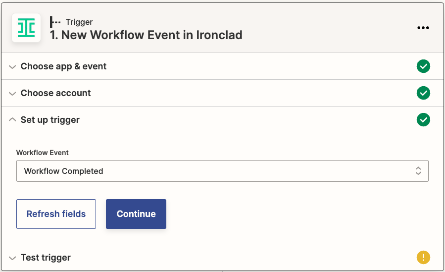 Ironclad workflow complete event trigger.