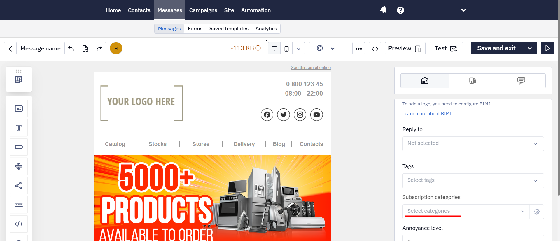 Select categories