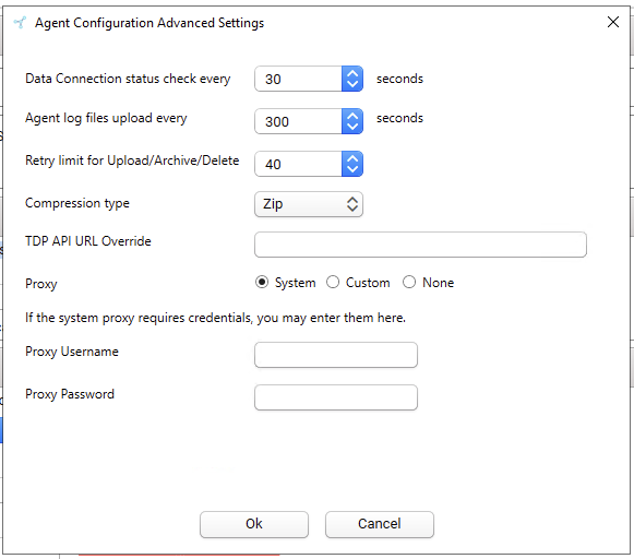 Agent Configuration Advanced Settings