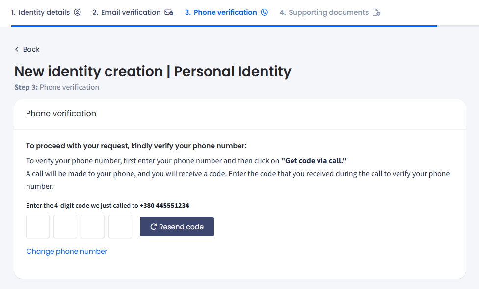 Screenshot of resending code