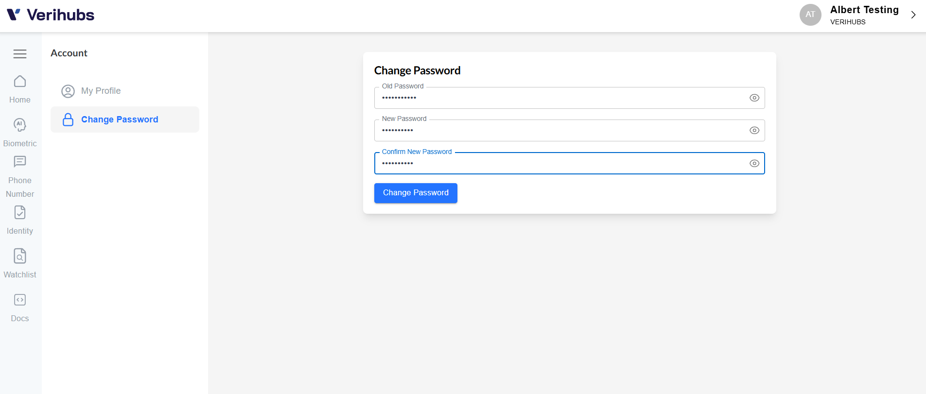 Change Password Page