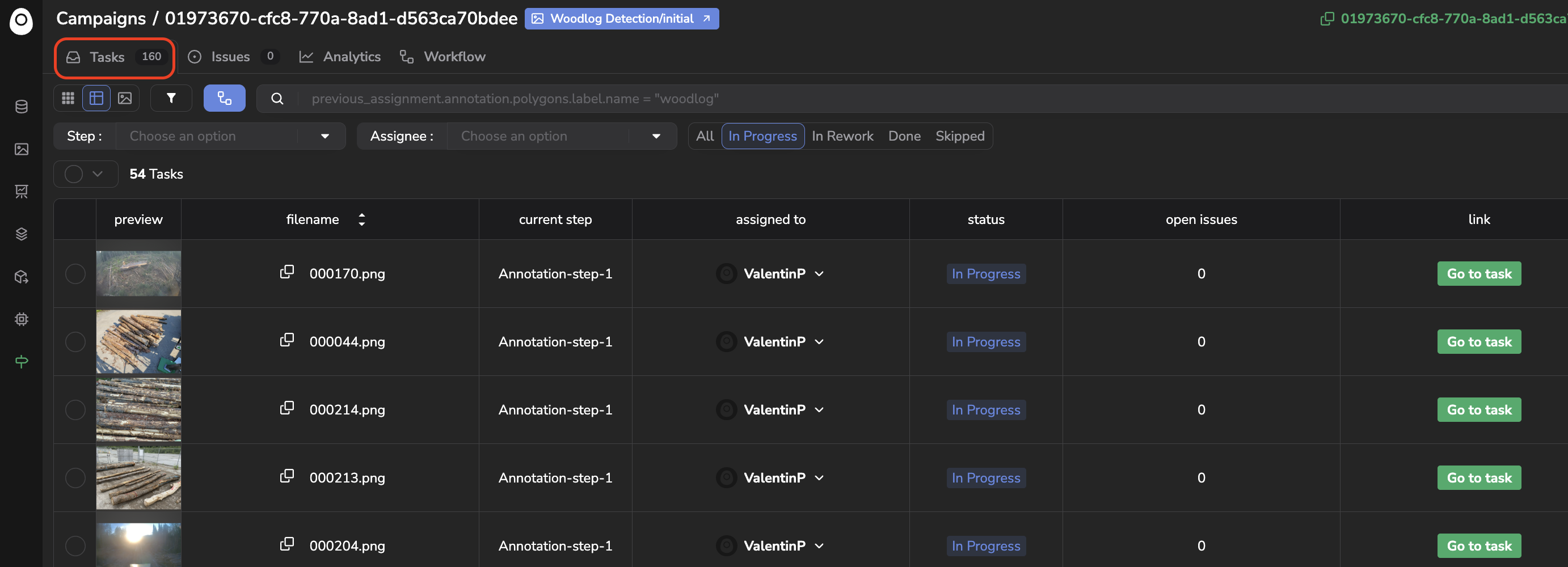 Tasks list