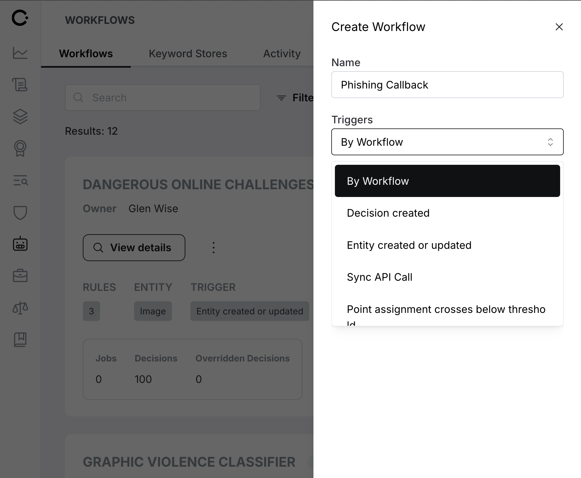 Workflow chaining interface